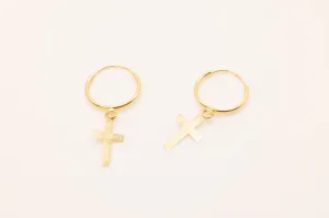 10K Gold Cross Wholesale Earrings, 1mm X .5mm, Solid 10K Gold