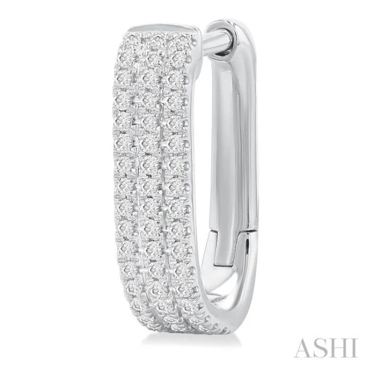1/3 Ctw Triple Row Round Cut Diamond Hoop Earring in 10K White Gold