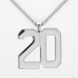 20 Number Pendant with Chain Necklace - Stainless Steel