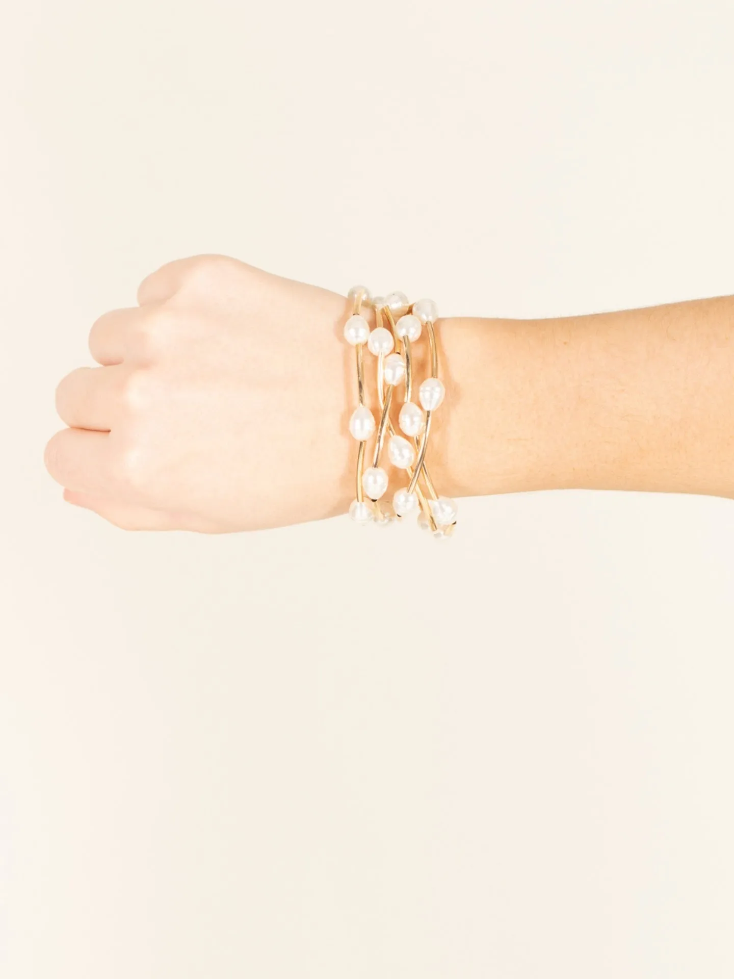 3 Row Pearl Station Bracelet