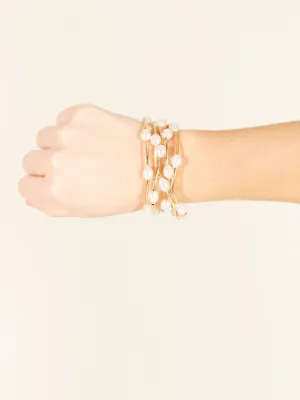 3 Row Pearl Station Bracelet