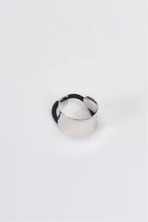 3pcs Silver Bent Open Cuff Metal Plate Elastic Hair Tie