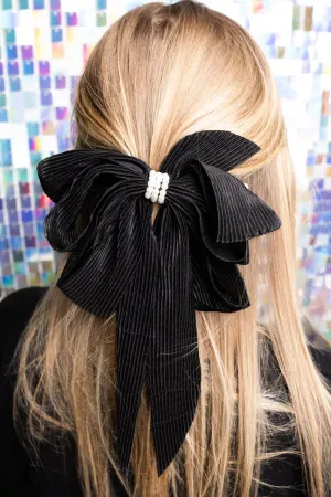 50% OFF! Just So Sweet Black Pearl Hair Bow Barrette