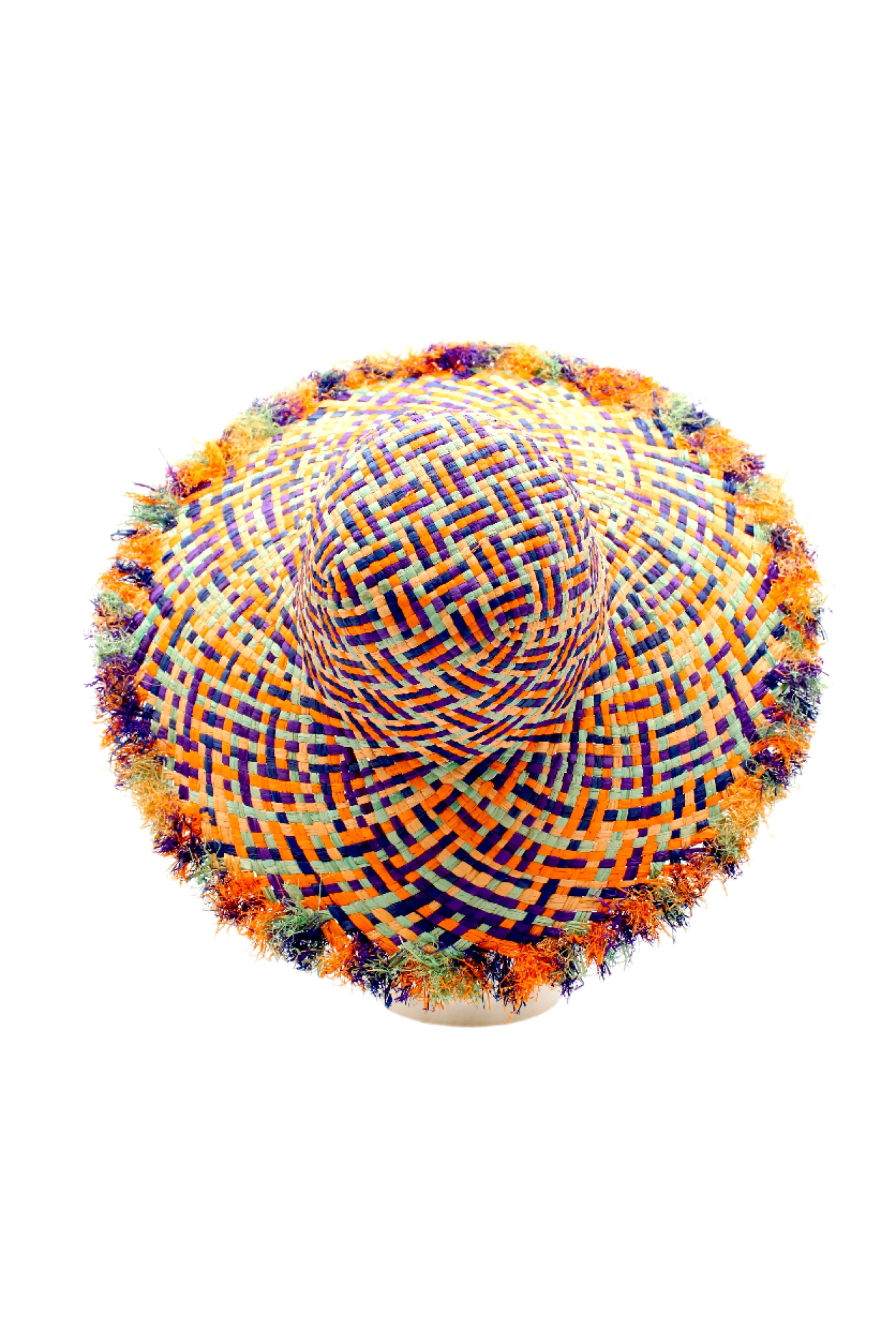 5" Brim Kat Straw Sun Hats with Raw Fringe Edge