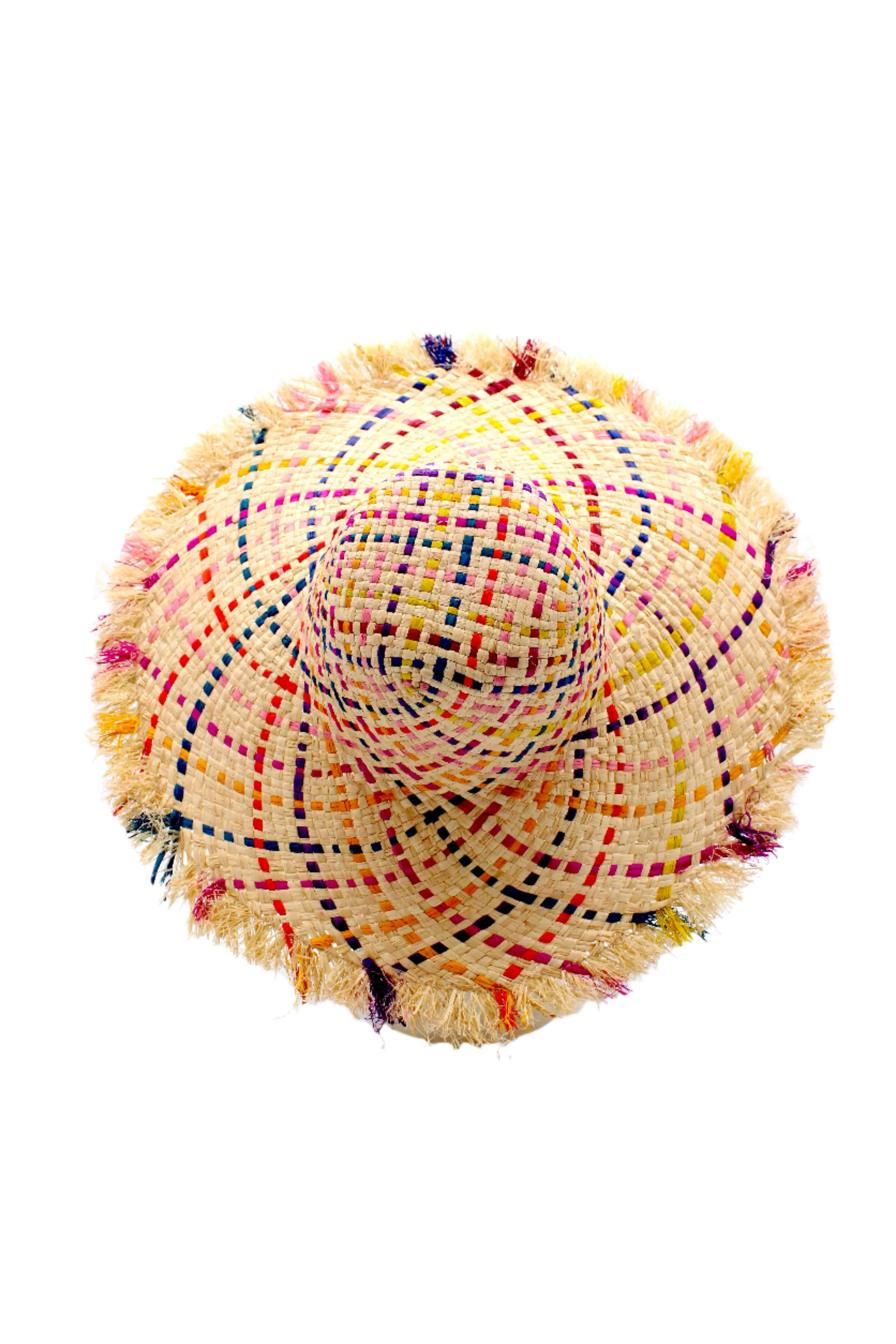 5" Brim Kat Straw Sun Hats with Raw Fringe Edge