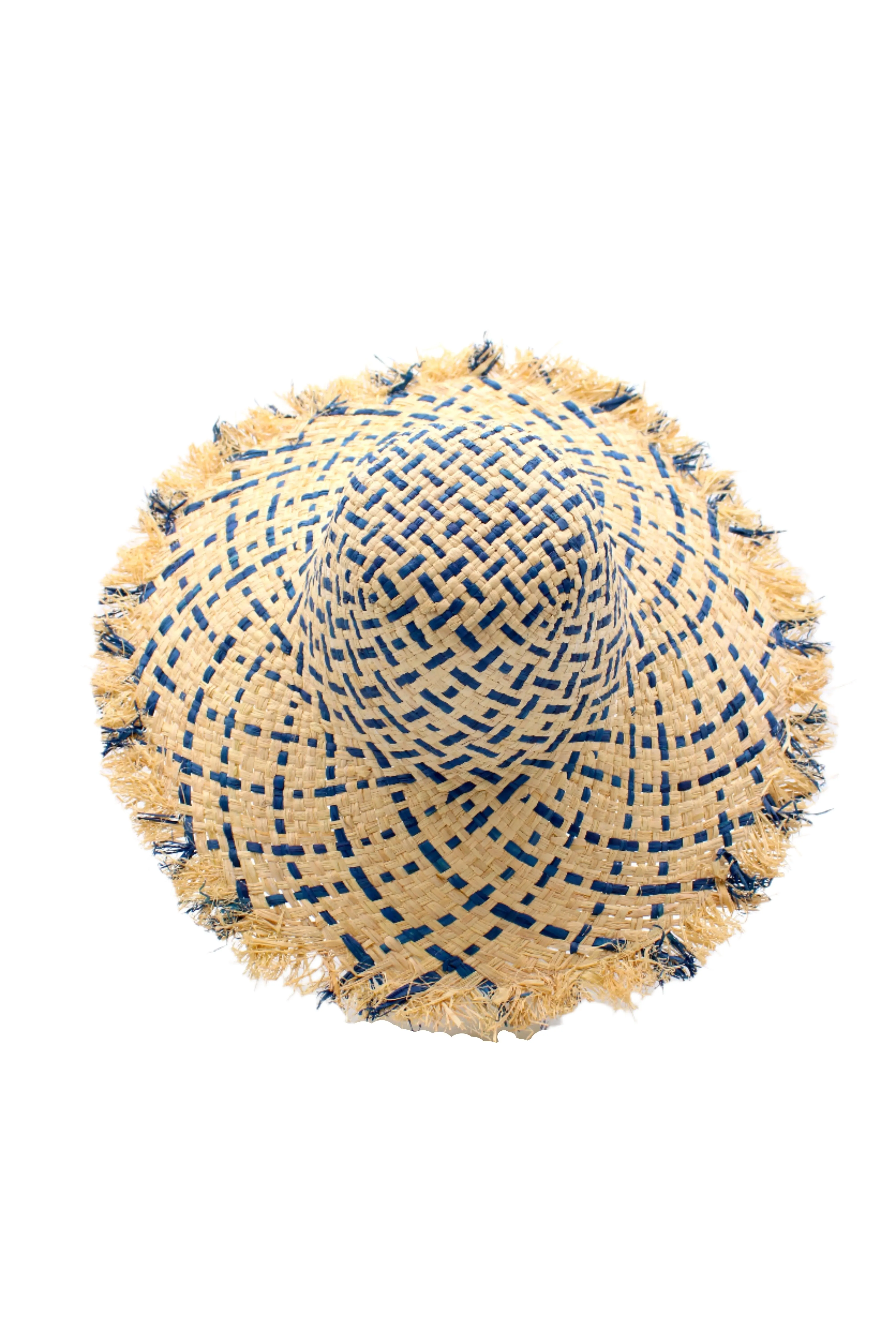 5" Brim Kat Straw Sun Hats with Raw Fringe Edge