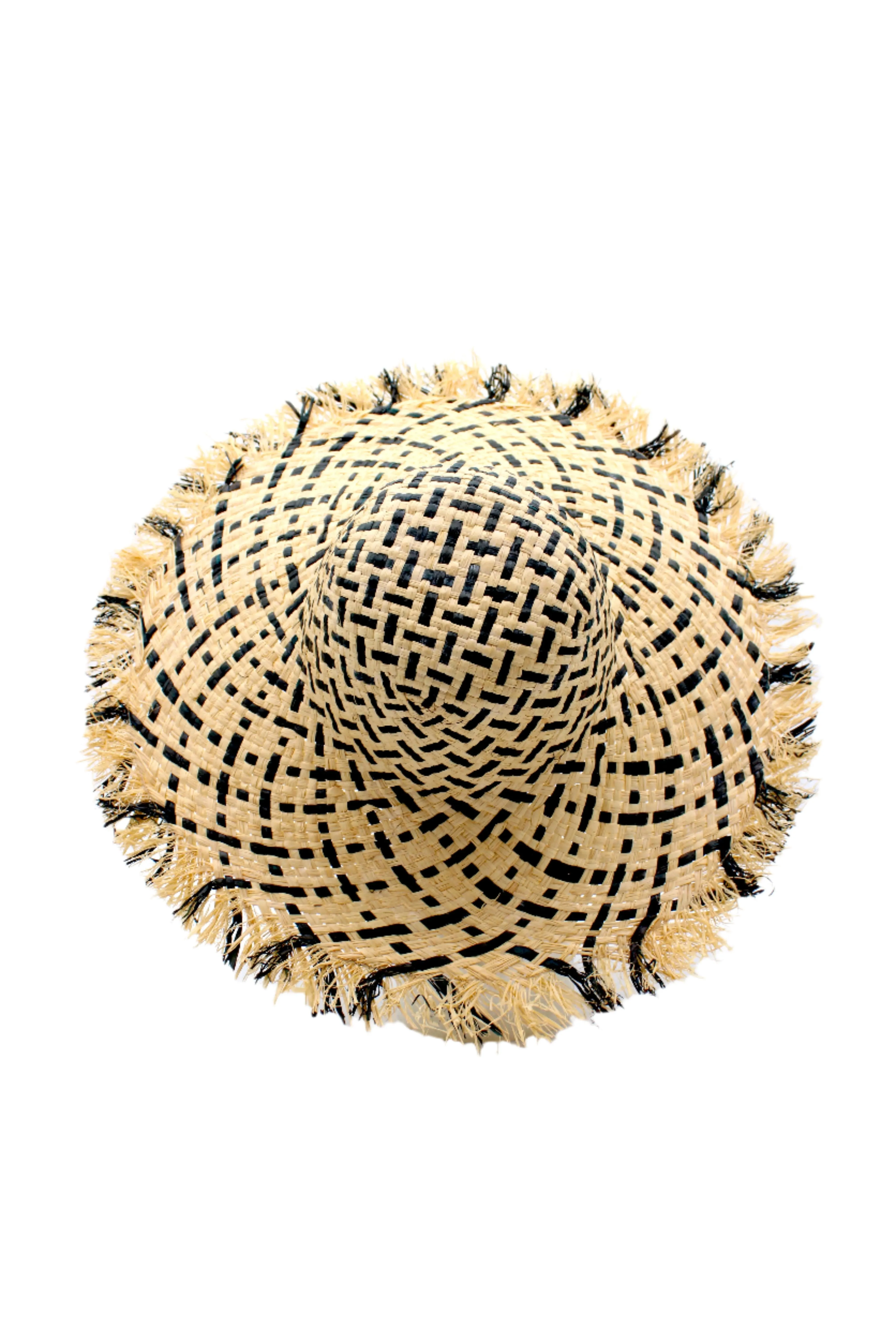 5" Brim Kat Straw Sun Hats with Raw Fringe Edge