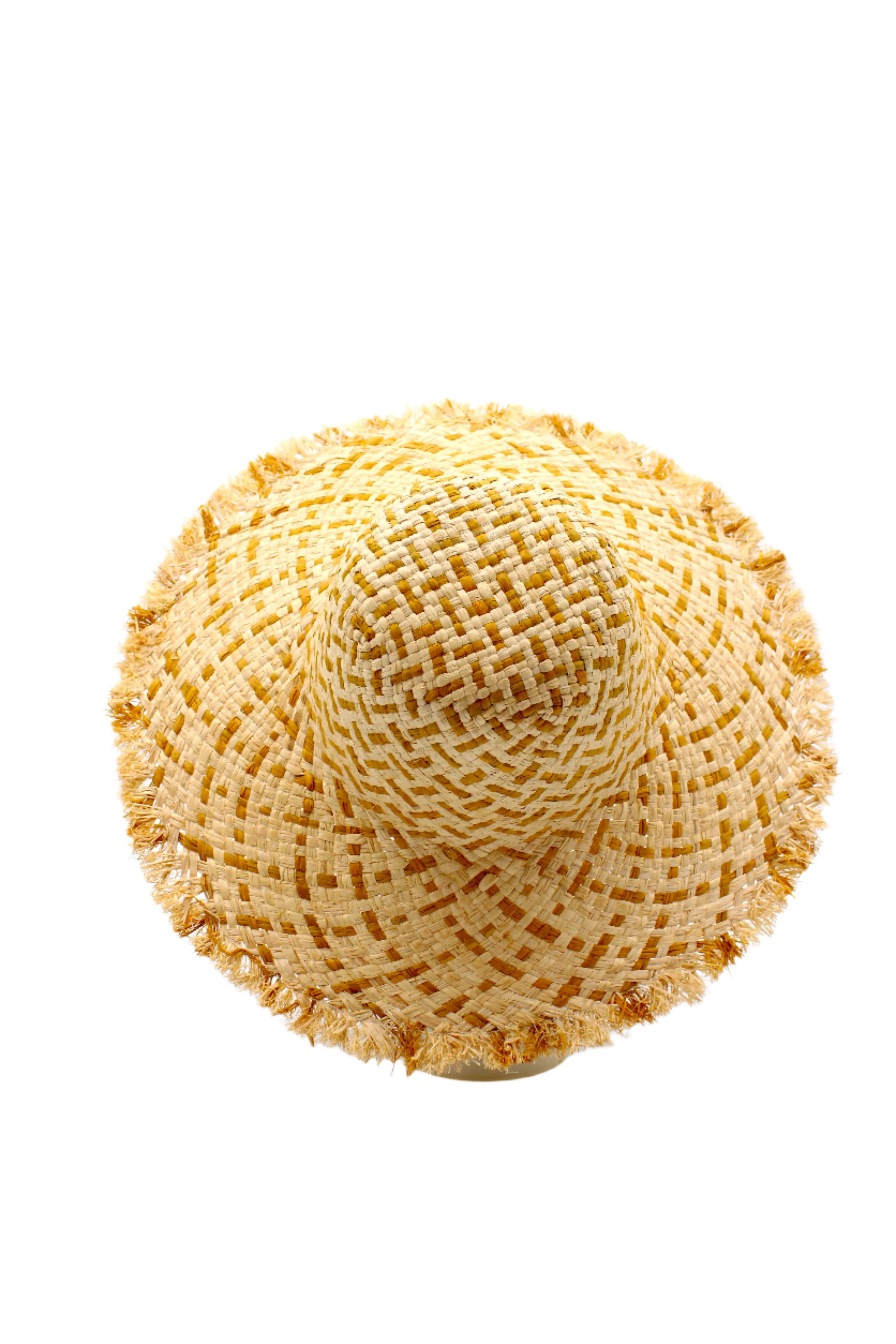 5" Brim Kat Straw Sun Hats with Raw Fringe Edge