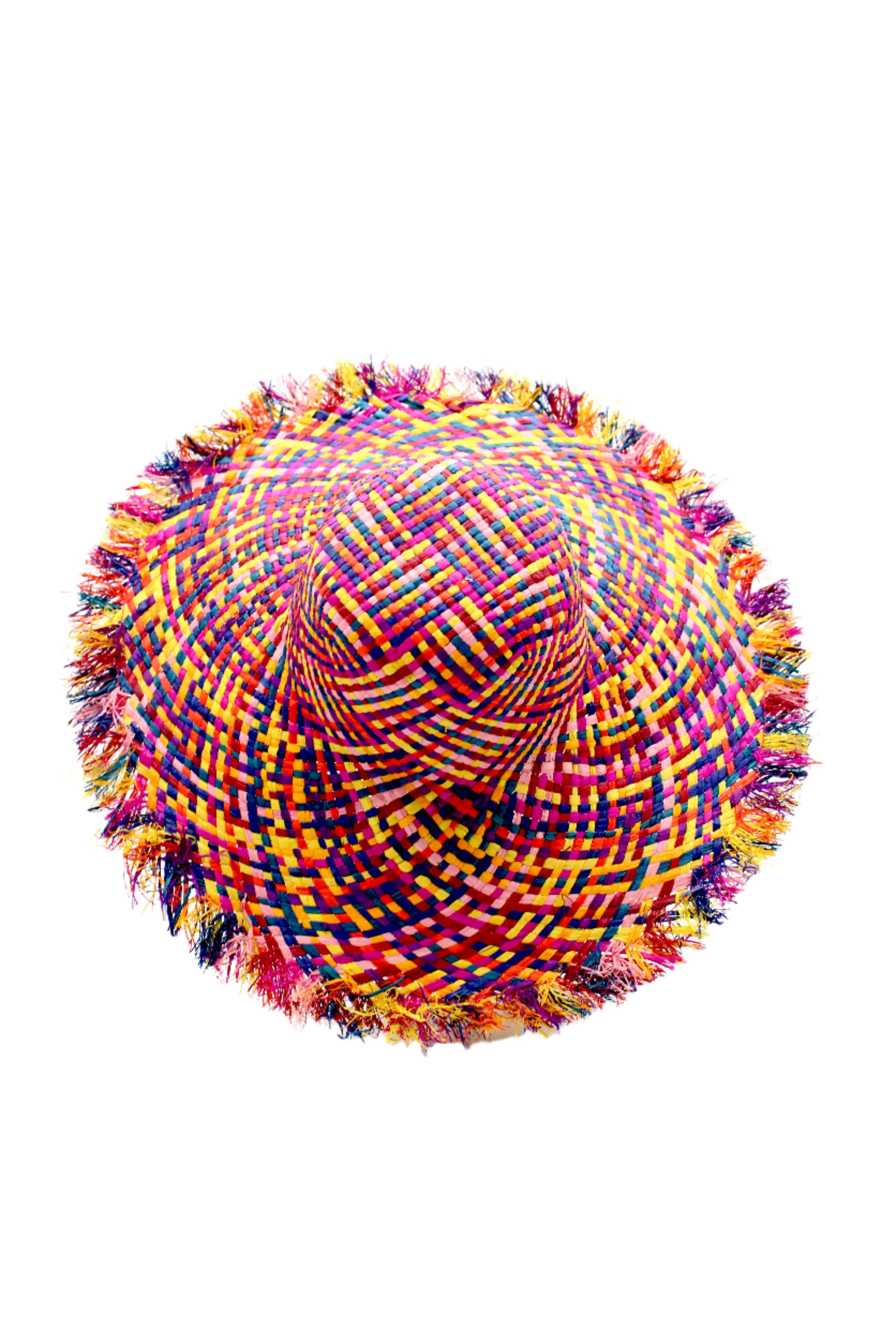5" Brim Kat Straw Sun Hats with Raw Fringe Edge