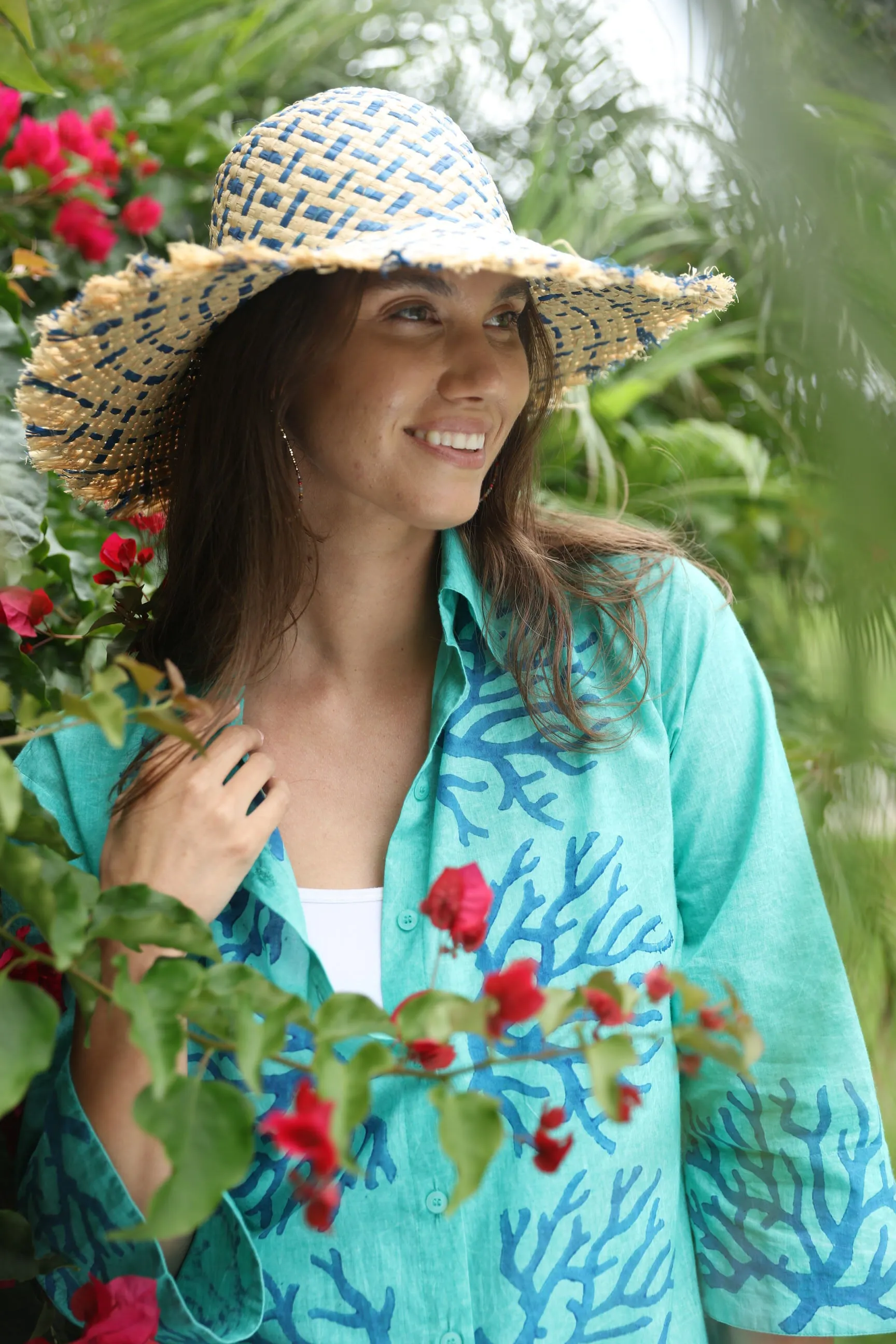 5" Brim Kat Straw Sun Hats with Raw Fringe Edge