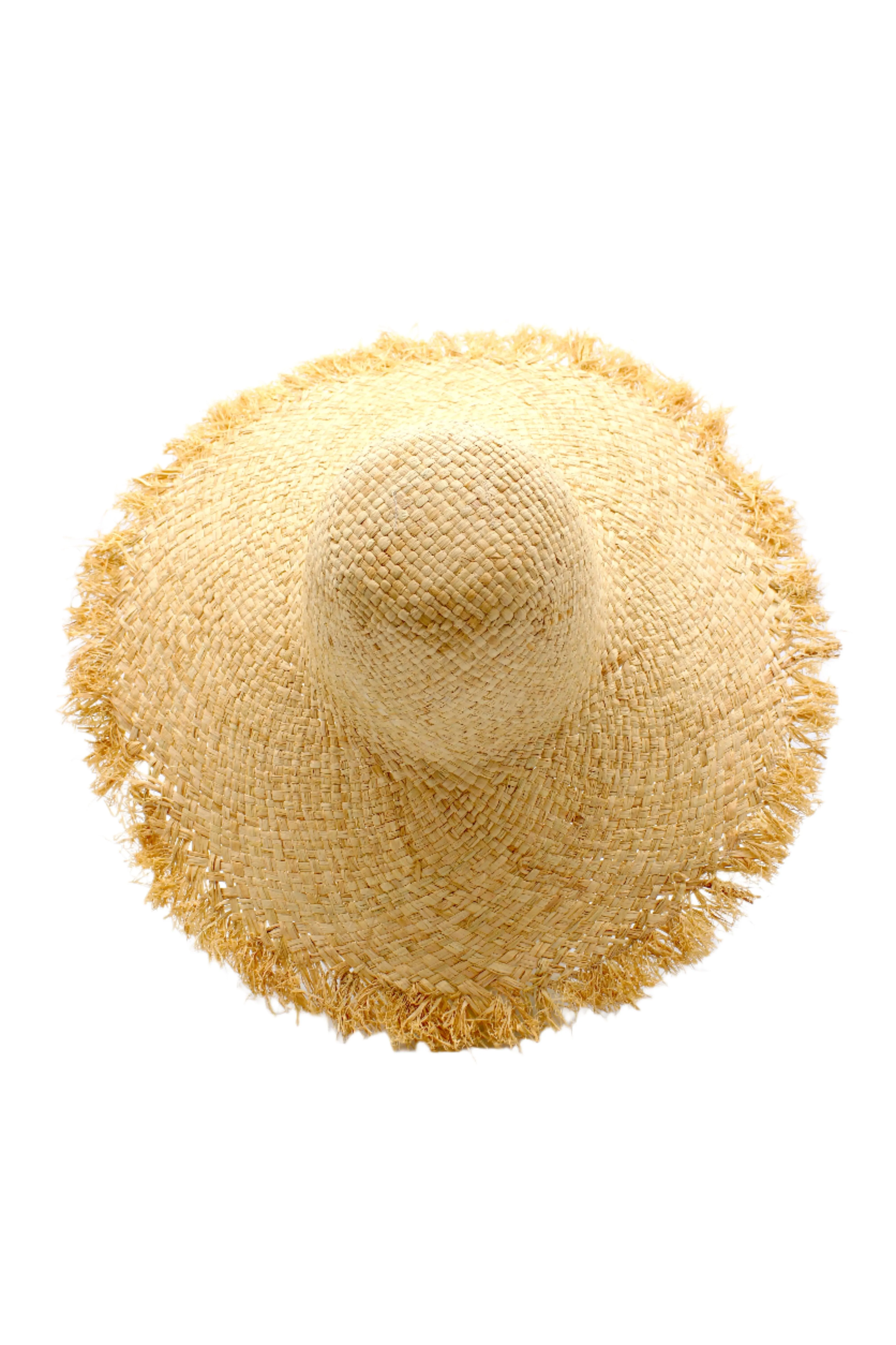 5" Brim Kat Straw Sun Hats with Raw Fringe Edge