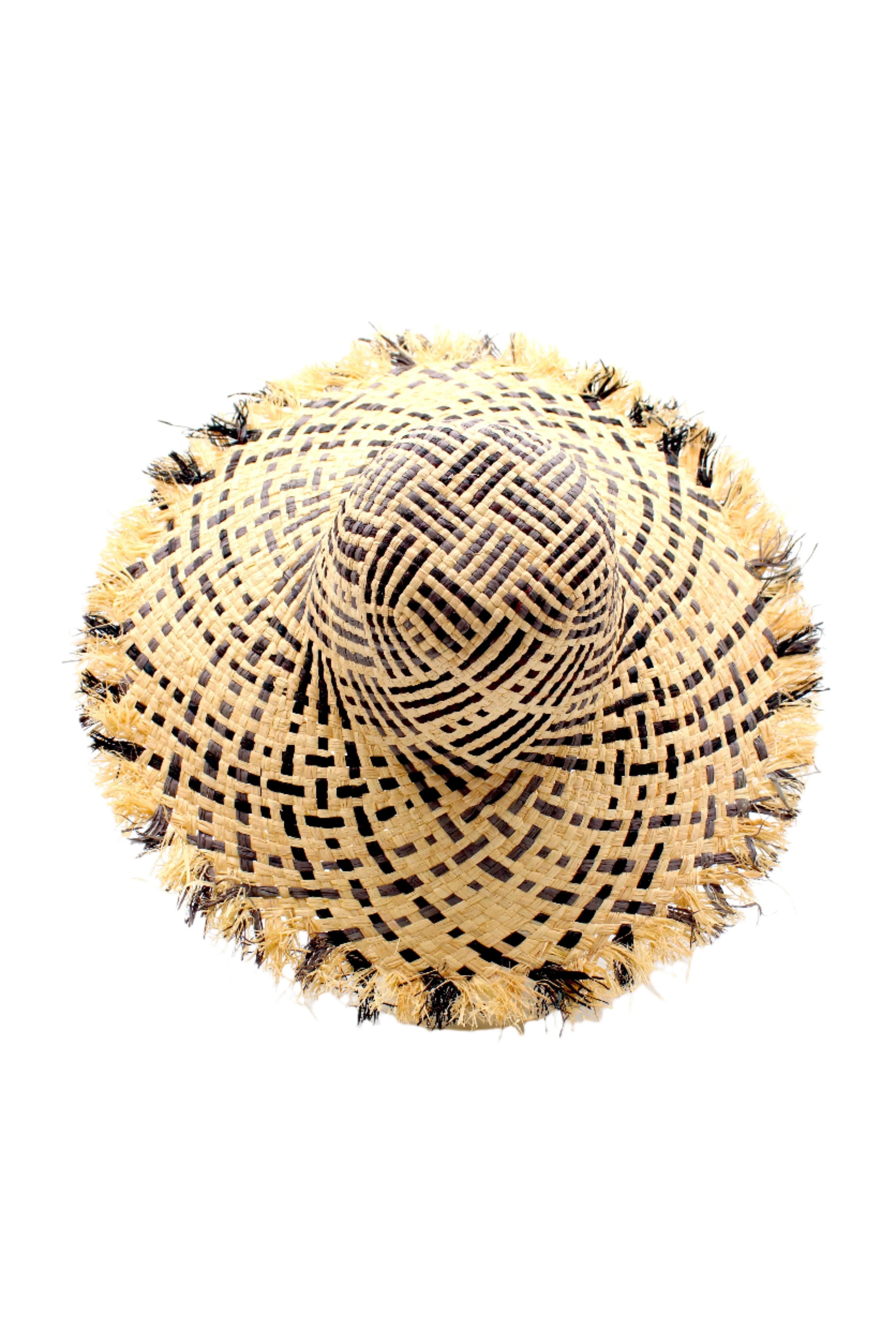 5" Brim Kat Straw Sun Hats with Raw Fringe Edge