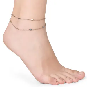 Accessorize London Women's pack of 2 Gems Chain Anklets Jewellery