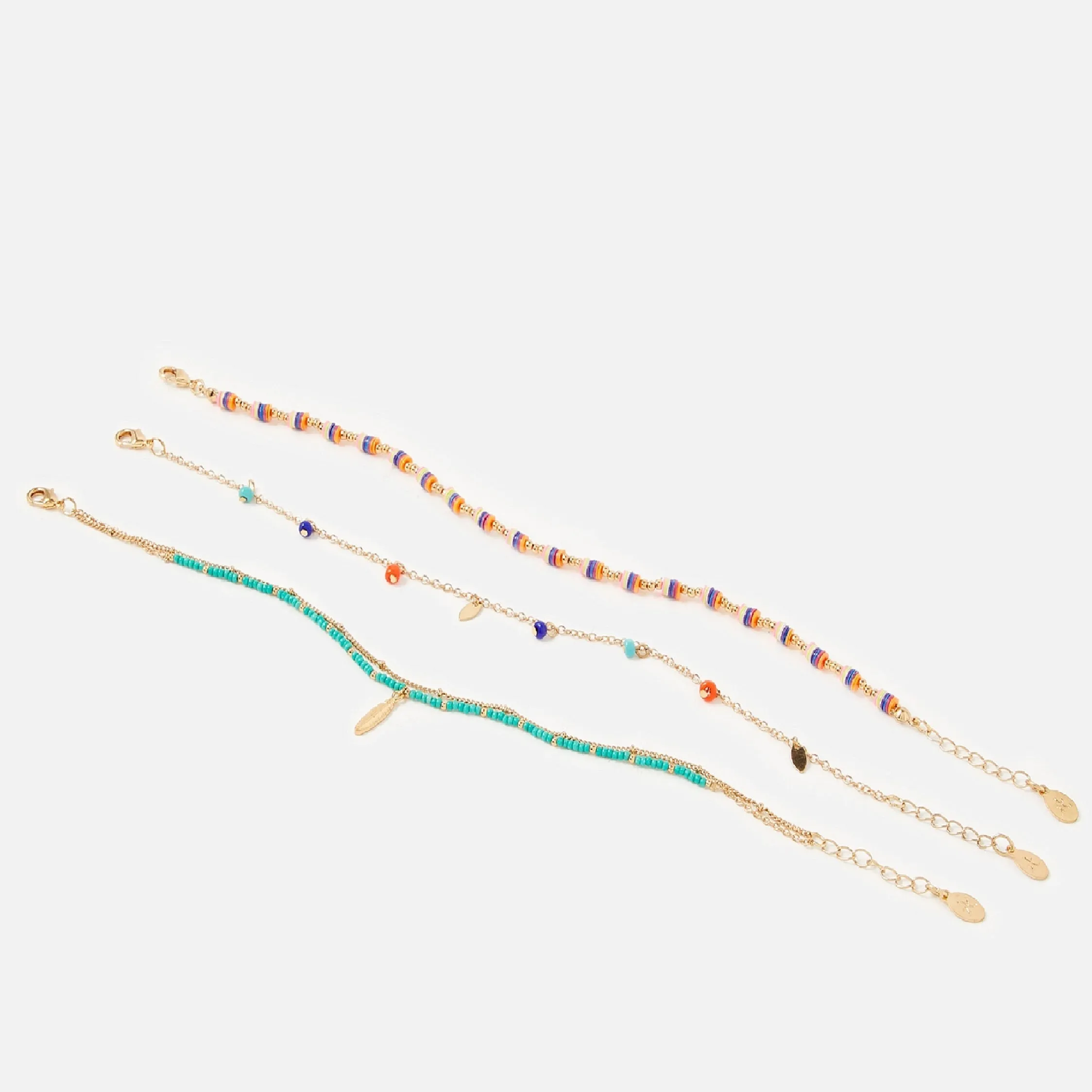 Accessorize London Women's Pack Of 3 Montana Charmy Layered Anklets