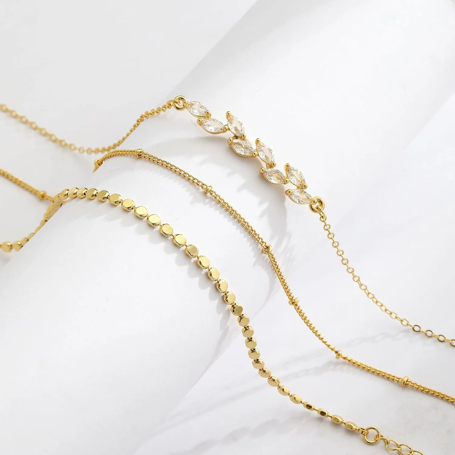 Anklets for Women 14K Gold/Silver Plated Adjustable Anklet Bracelets for Women Set Waterproof Layered Foot Ankle Bracelets Stack Non Tarnish Summer Beach Jewelry Gift for Her