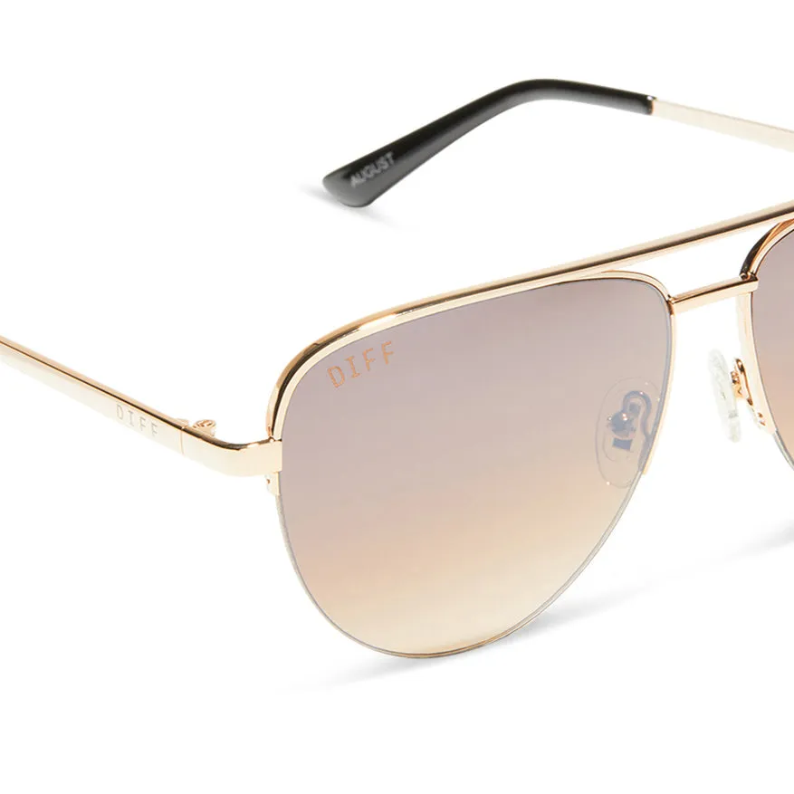 AUGUST - GOLD   TAUPE ROSE MIRROR SUNGLASSES