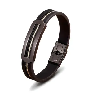 Chain Leather Design Combination Mens Bracelets
