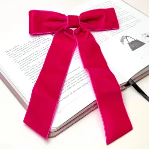 City Sunset Velvet Bow in Fuchsia Pink