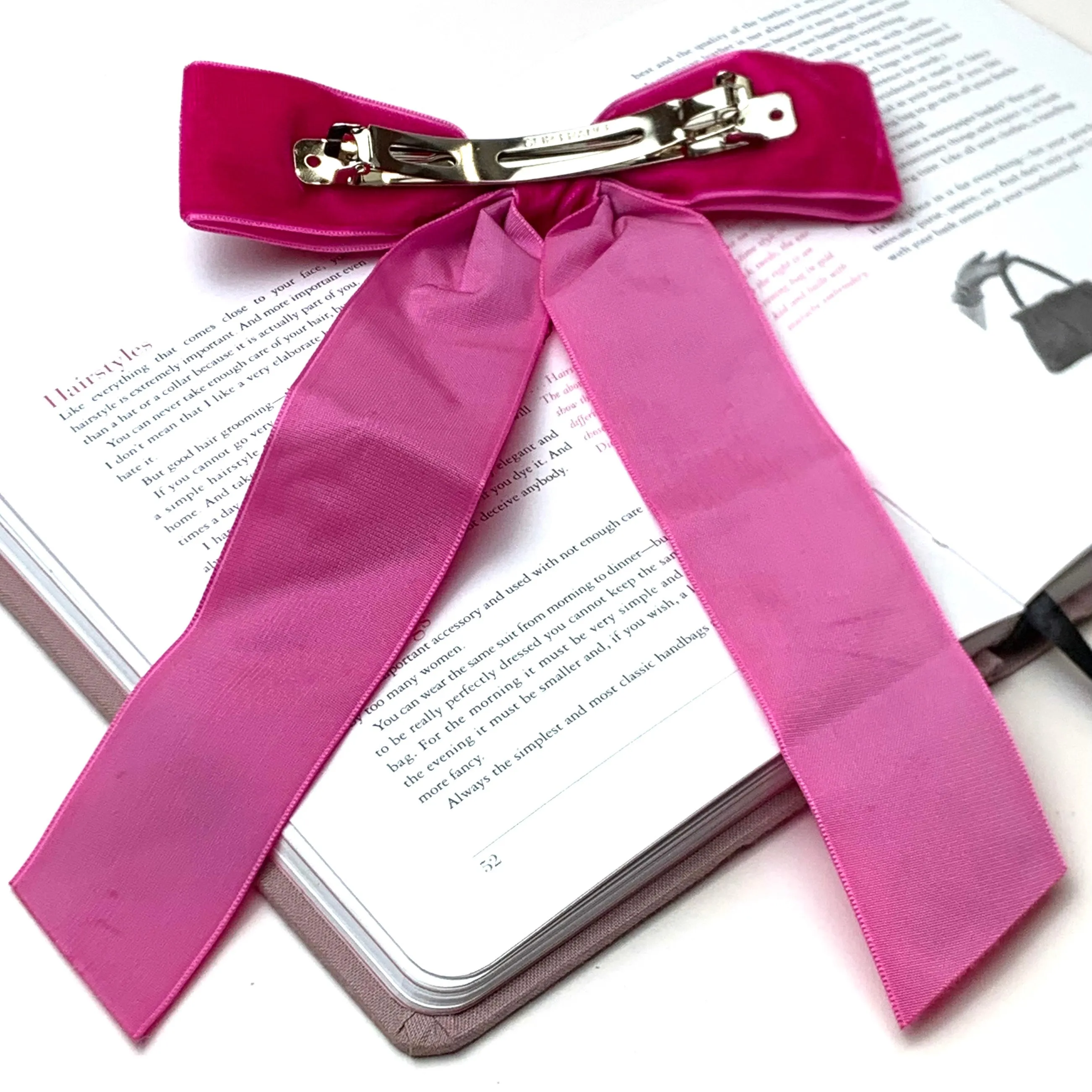 City Sunset Velvet Bow in Fuchsia Pink