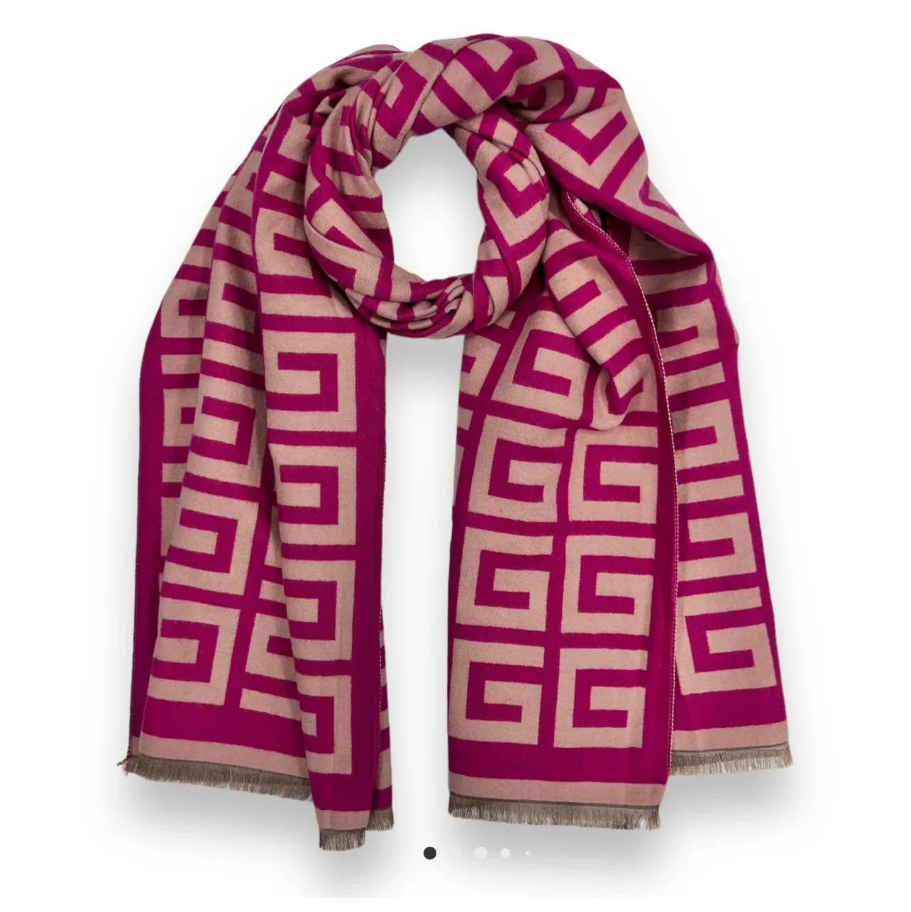 Classic Maze Print Scarves Cashmere Mix