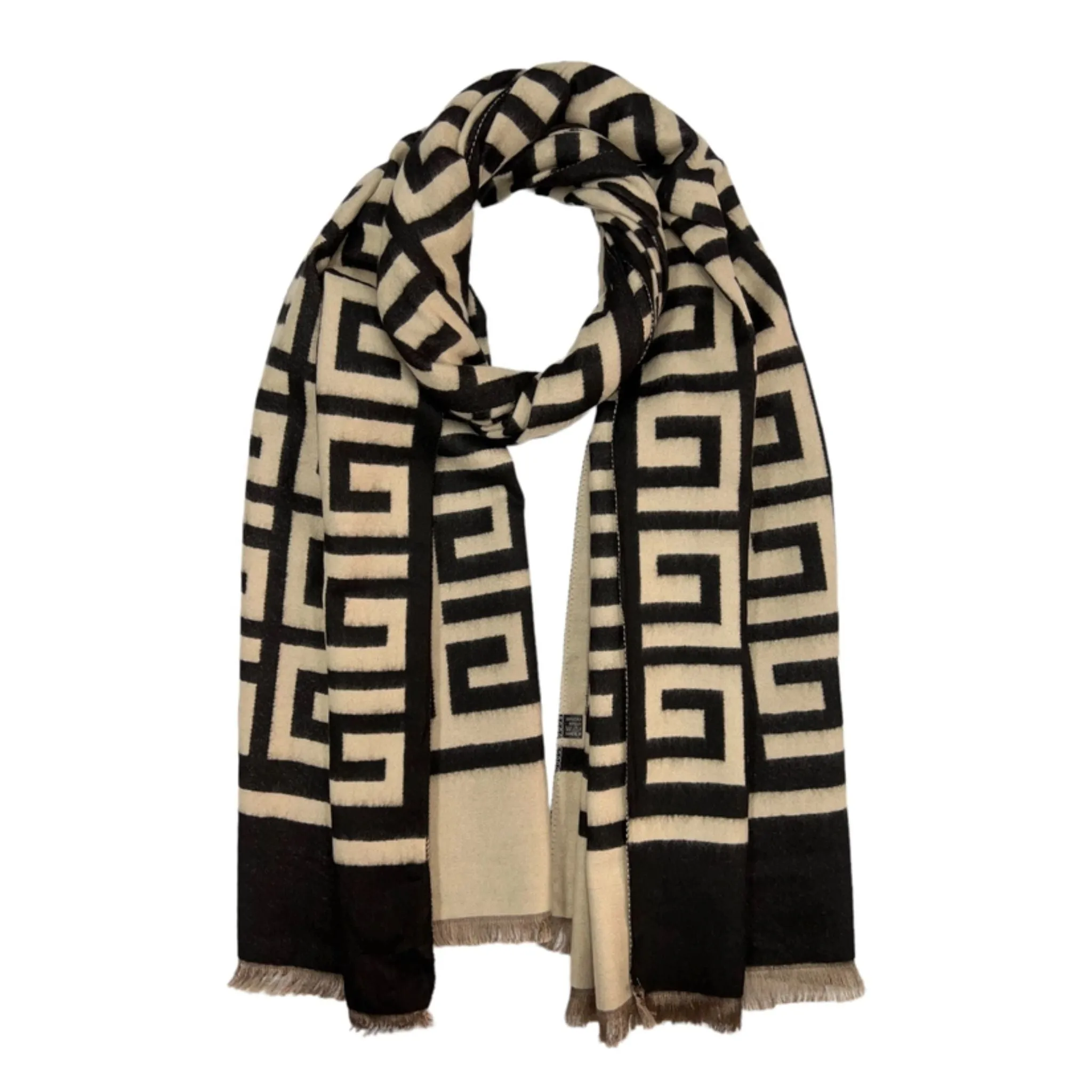 Classic Maze Print Scarves Cashmere Mix