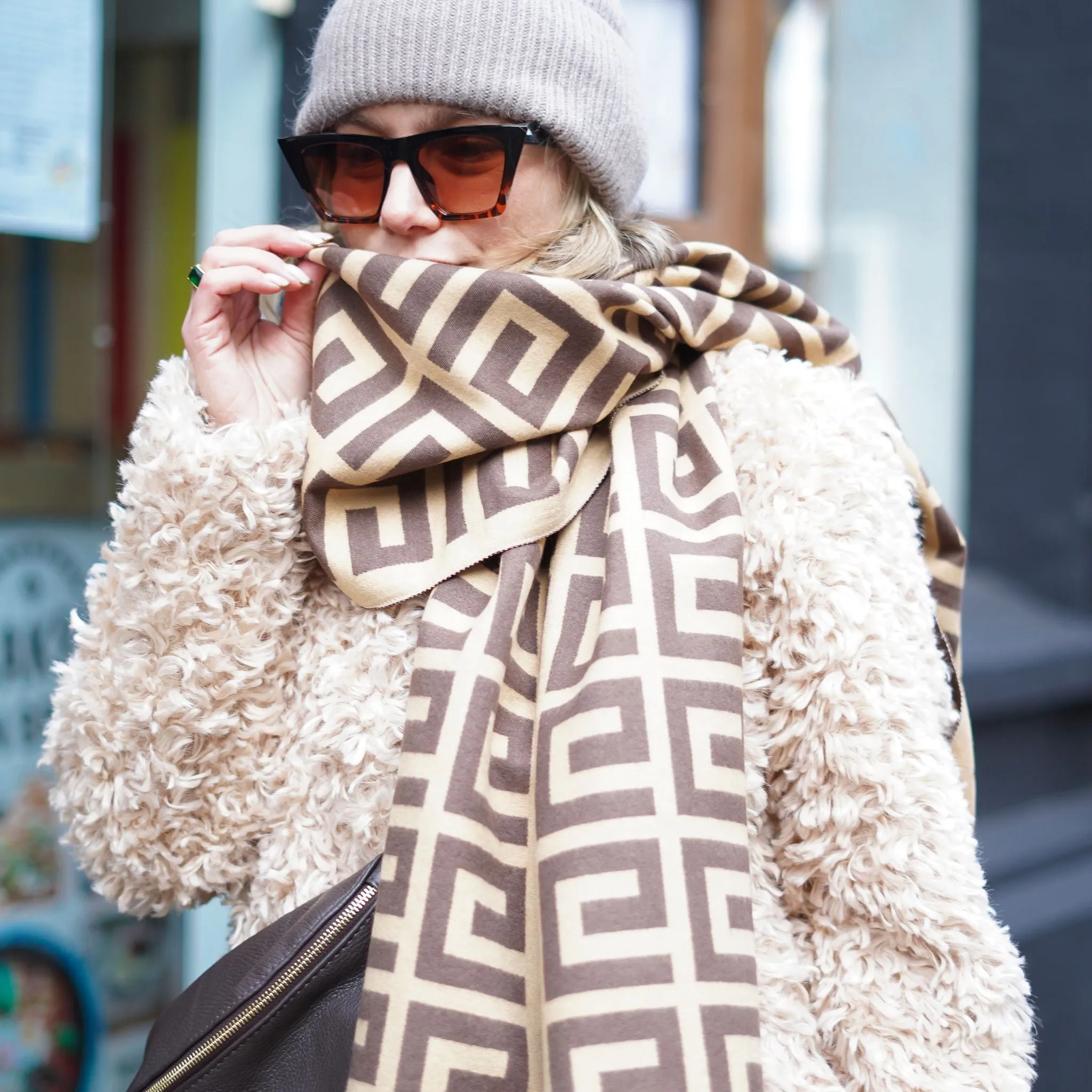 Classic Maze Print Scarves Cashmere Mix