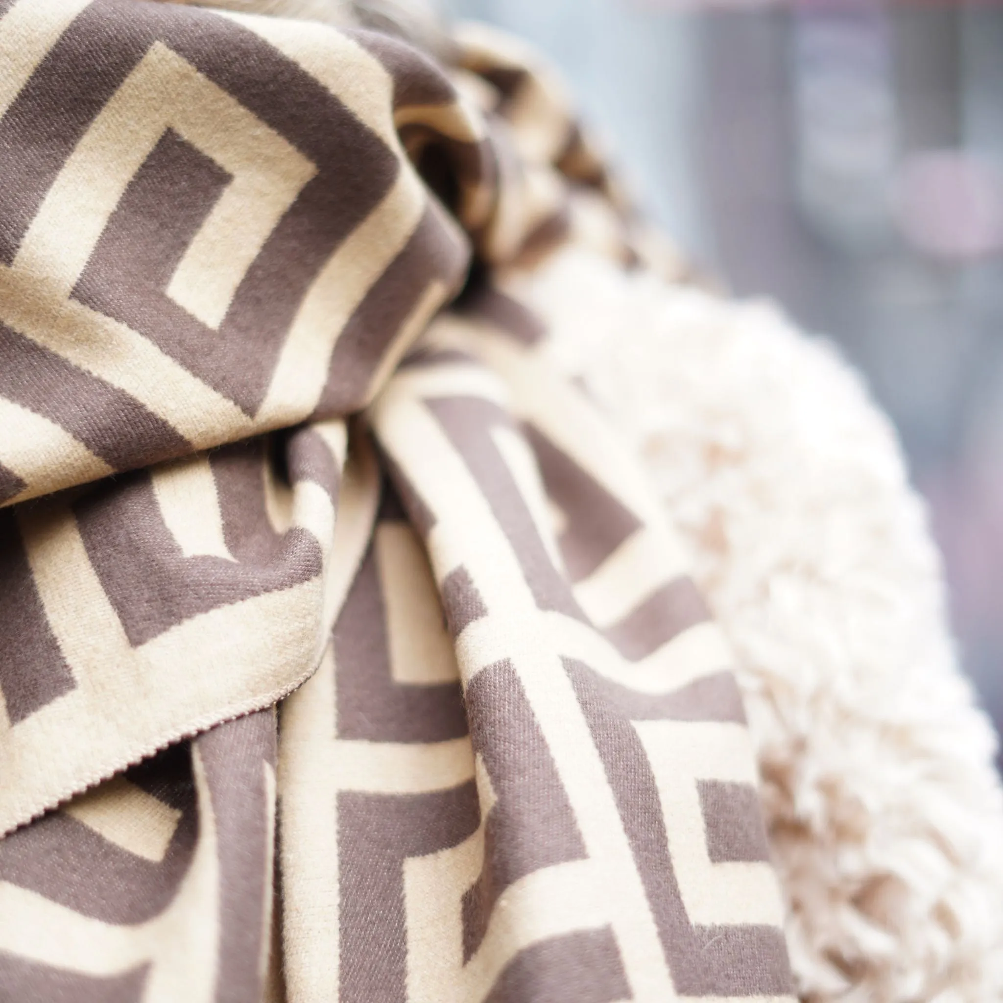 Classic Maze Print Scarves Cashmere Mix