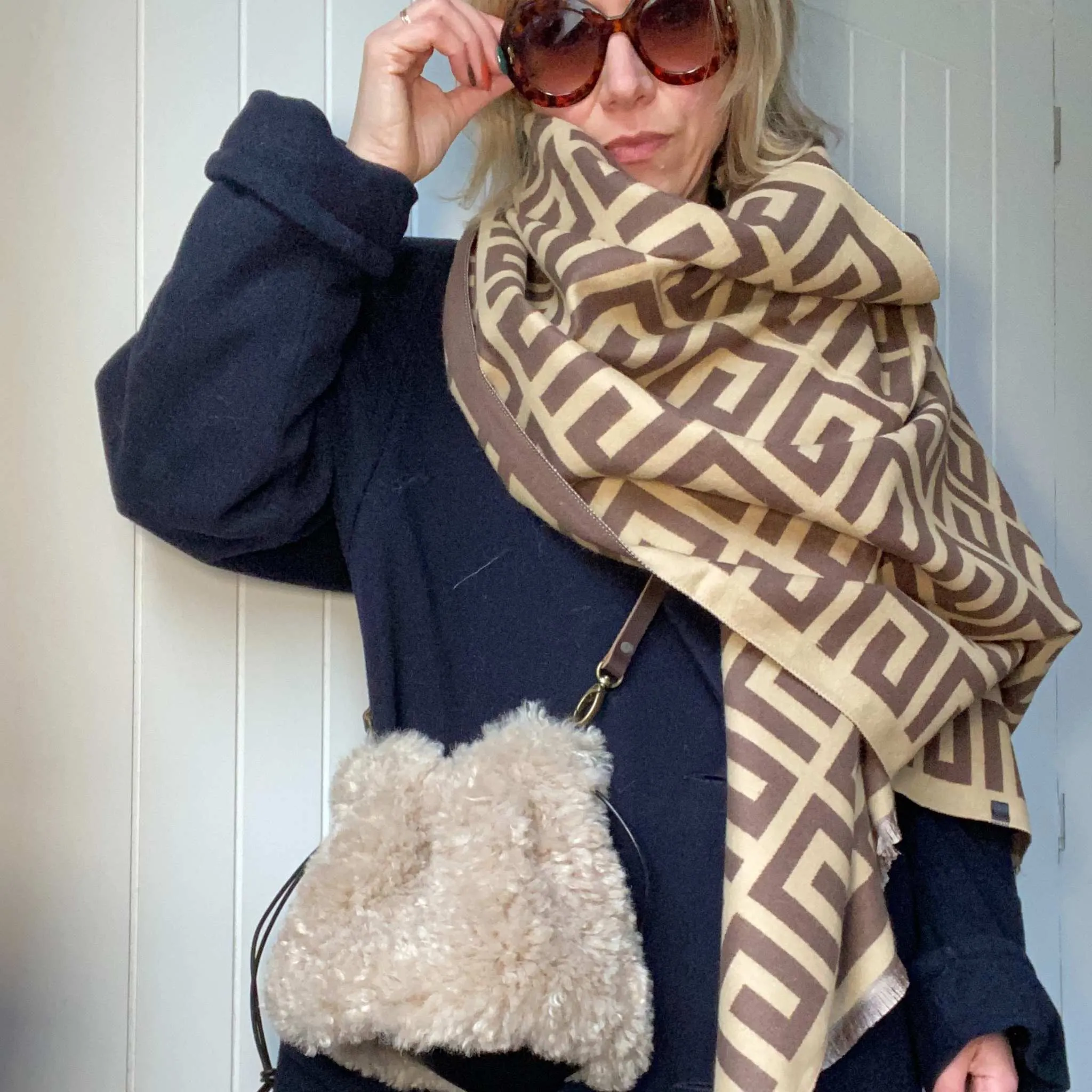 Classic Maze Print Scarves Cashmere Mix