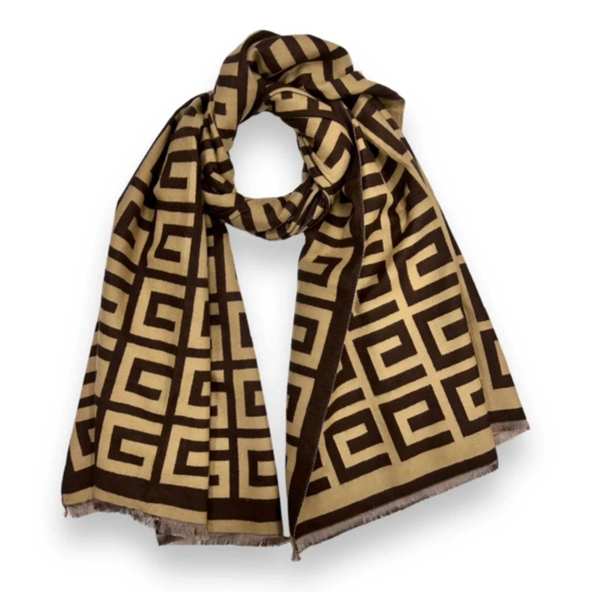 Classic Maze Print Scarves Cashmere Mix