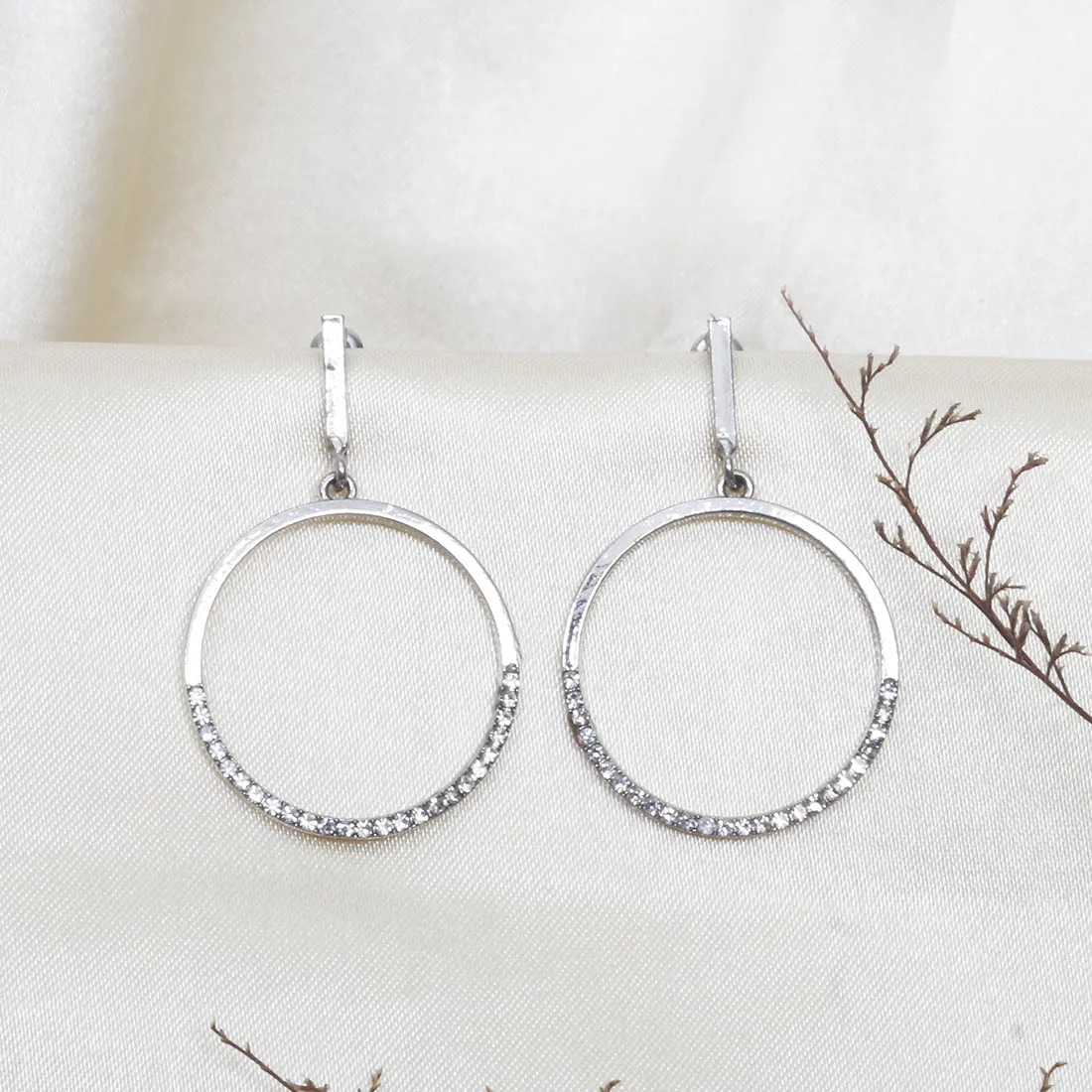 CONTEMPORARY DIAMANTÉ CIRCULAR DROP EARRINGS