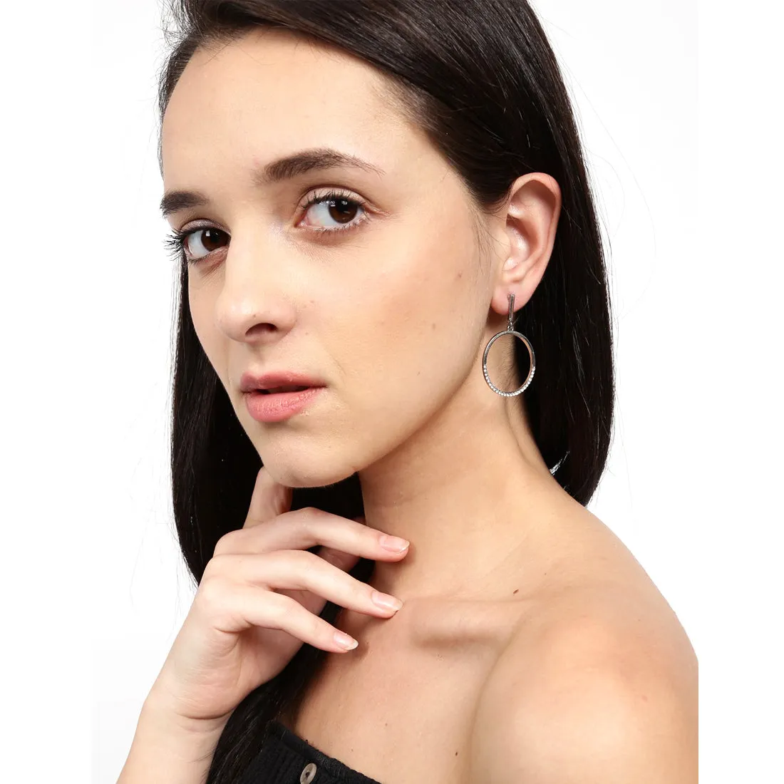 CONTEMPORARY DIAMANTÉ CIRCULAR DROP EARRINGS