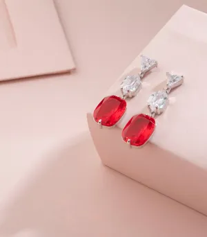 contemporary red earrings (Silver)
