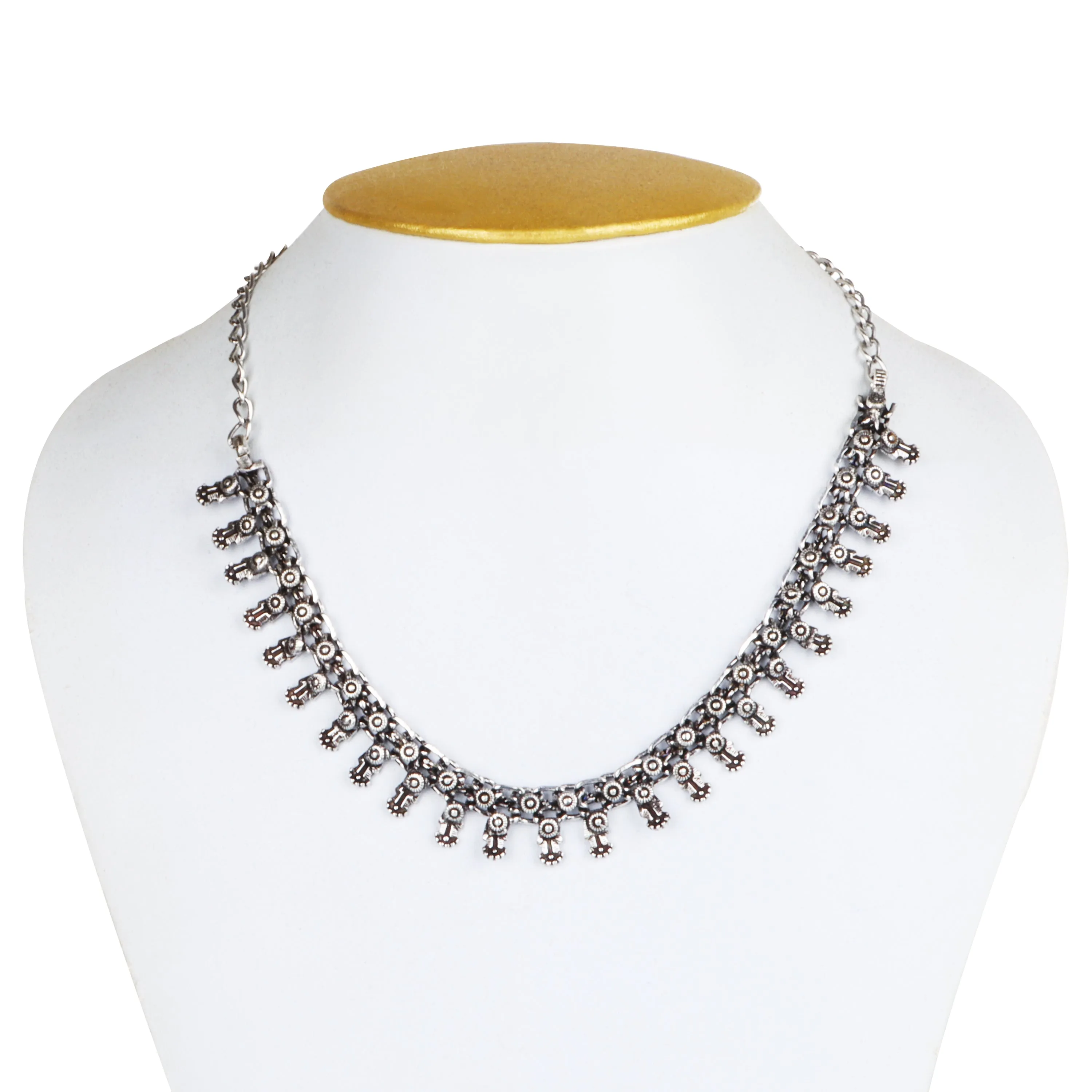 Fancy Necklace - 4 Inches | Silver Oxidised Jewelry/ Ladies Necklace/ Jewellery for Women