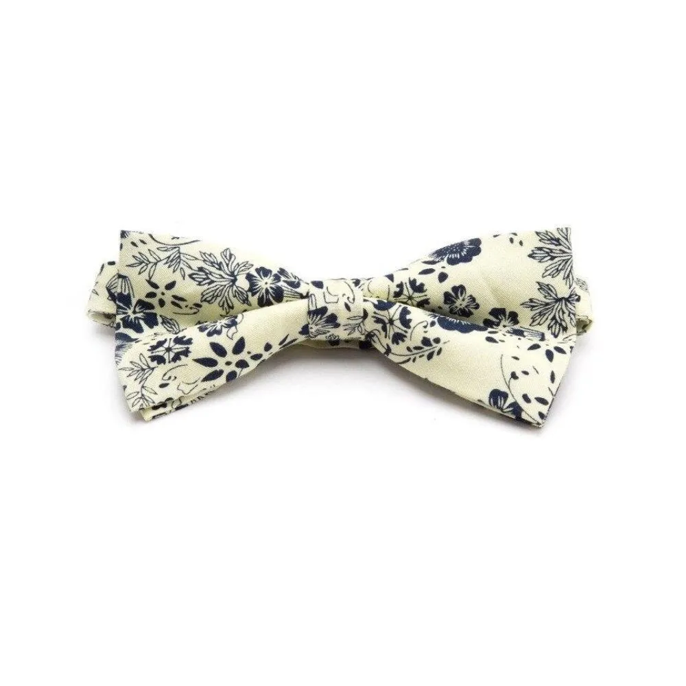 Flowered Cotton Bow Tie Pre-Tied