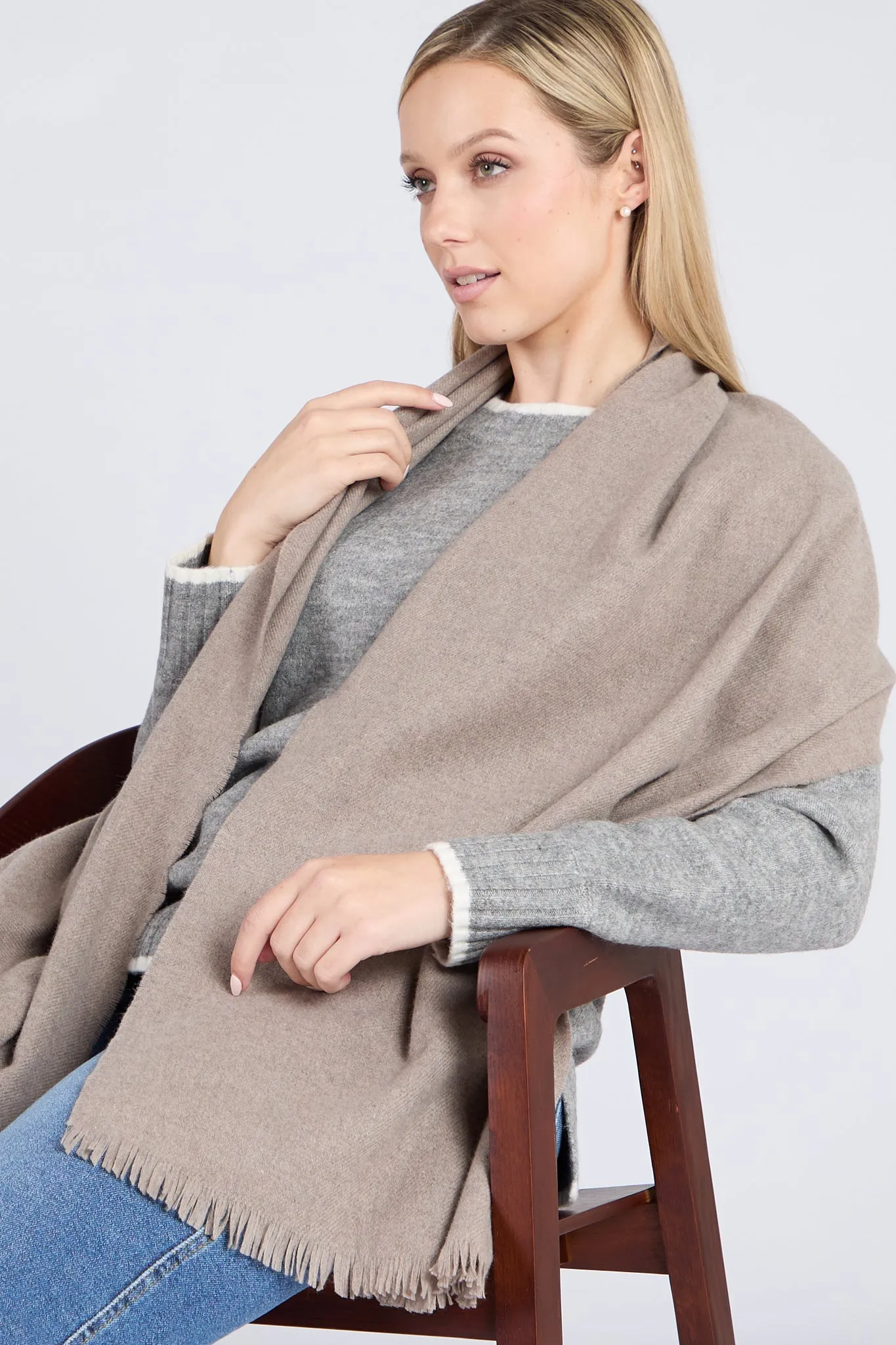 Foxford Mink Fine Wool Cashmere Blend Scarf