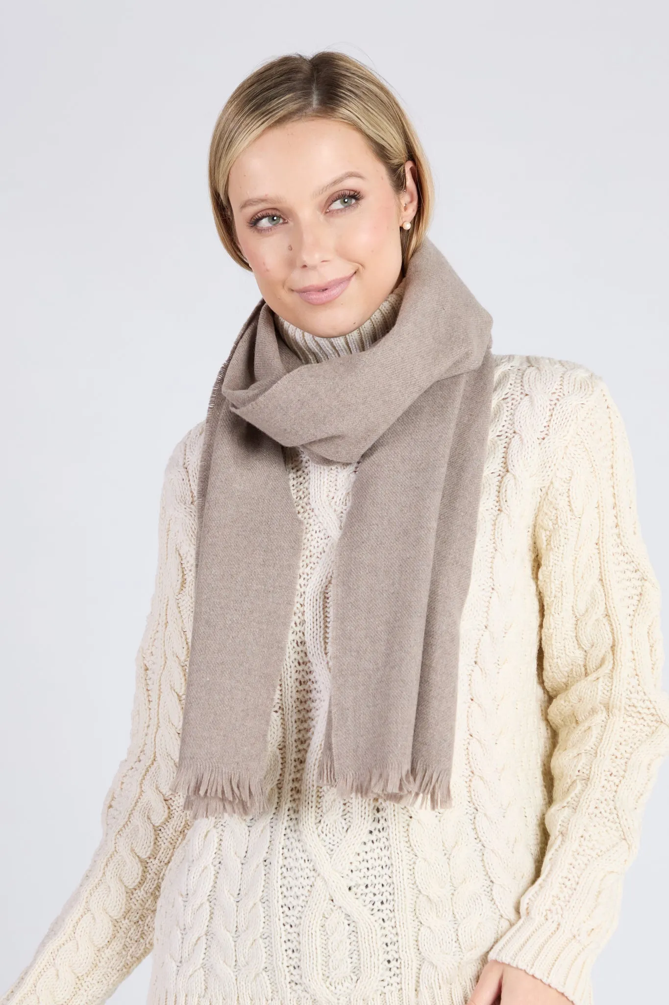Foxford Mink Fine Wool Cashmere Blend Scarf