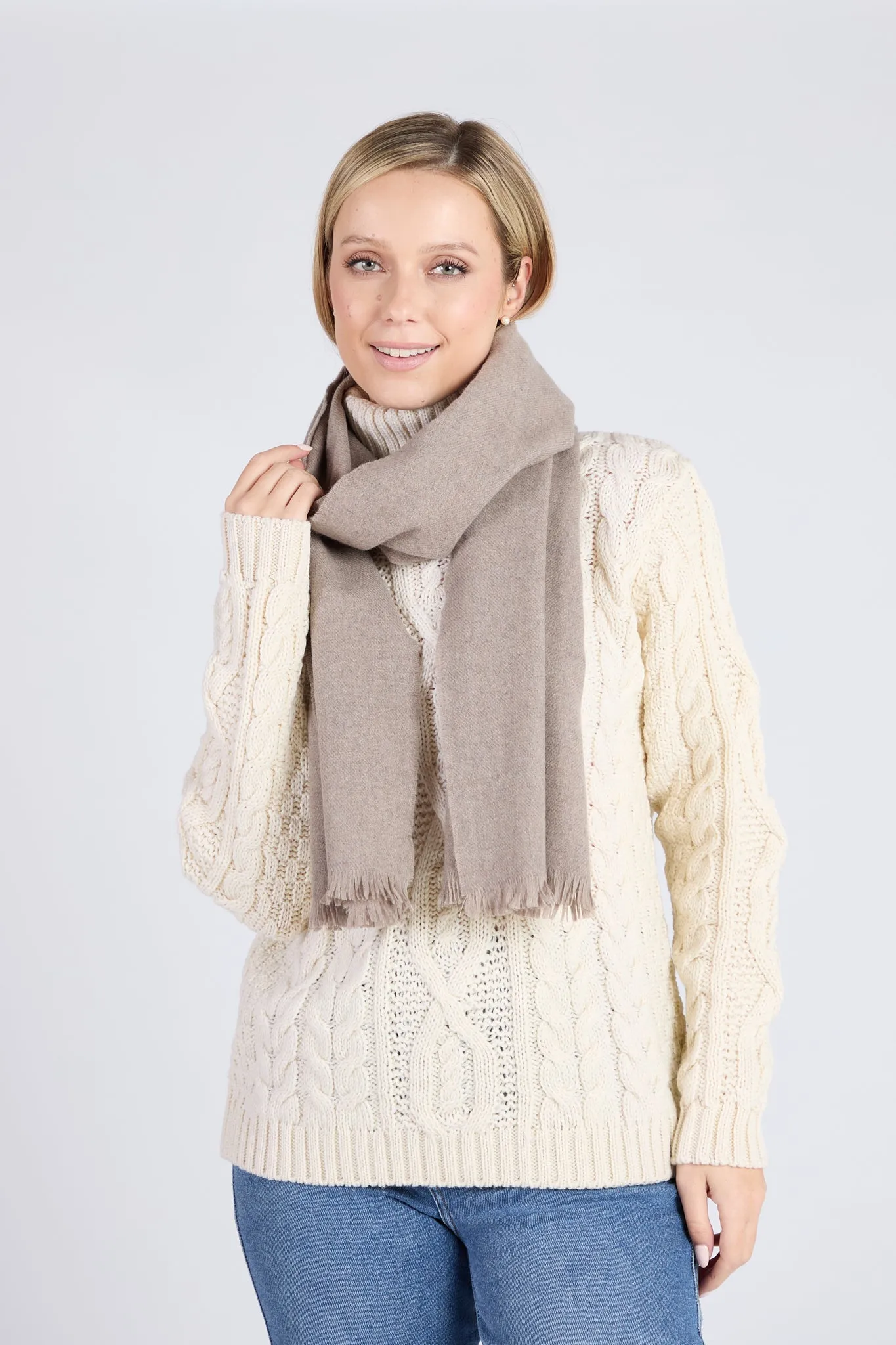 Foxford Mink Fine Wool Cashmere Blend Scarf