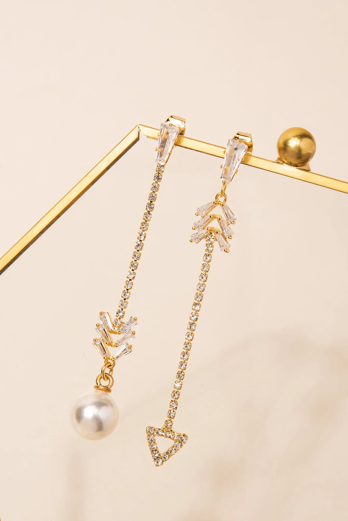 Gemini Pearl and Triangle Earrings