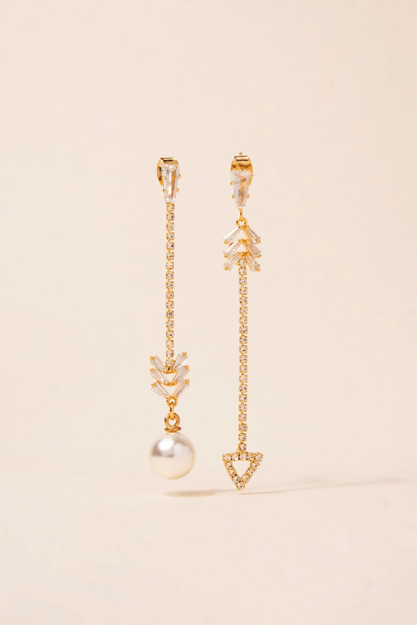 Gemini Pearl and Triangle Earrings