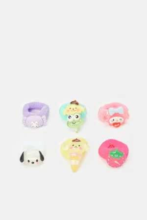 Girls Assorted Embellished Hair Tie Set (6 Piece)
