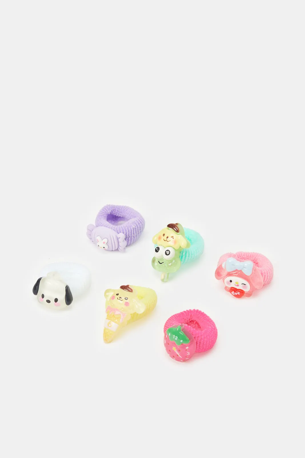 Girls Assorted Embellished Hair Tie Set (6 Piece)