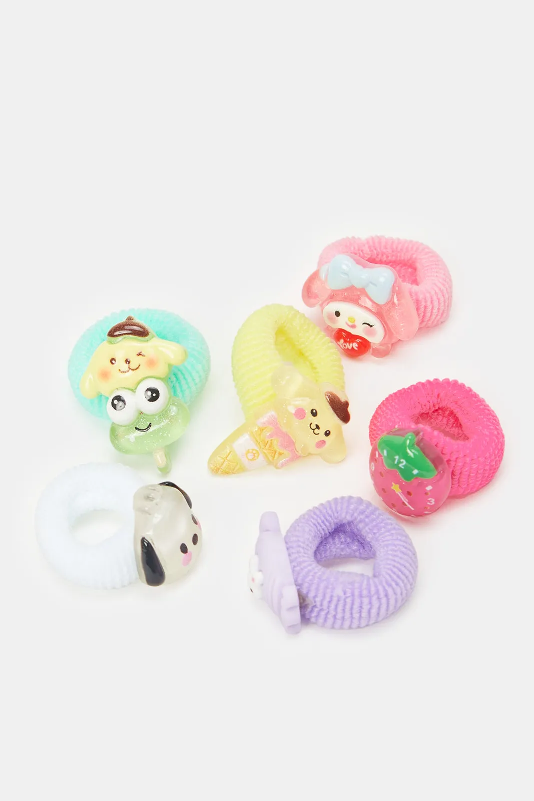 Girls Assorted Embellished Hair Tie Set (6 Piece)