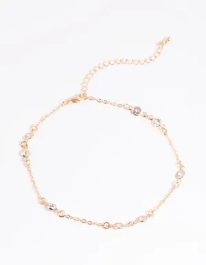 Gold Cubic Zirconia Anklet