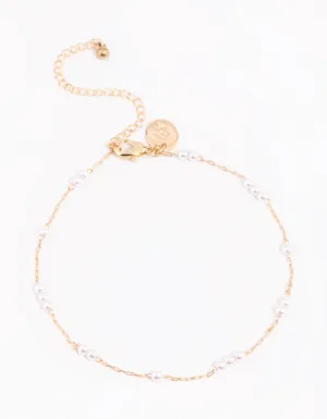 Gold Dainty Pearl Anklet