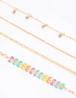 Gold Fishtail Anklet 4-Pack