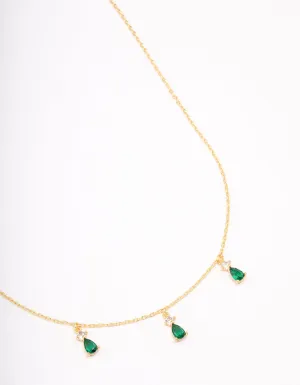 Gold Plated Brass Triangular Pear Drop Necklace