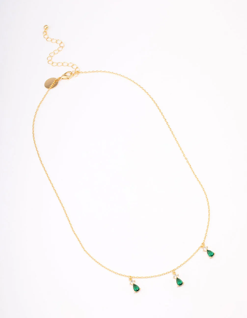 Gold Plated Brass Triangular Pear Drop Necklace
