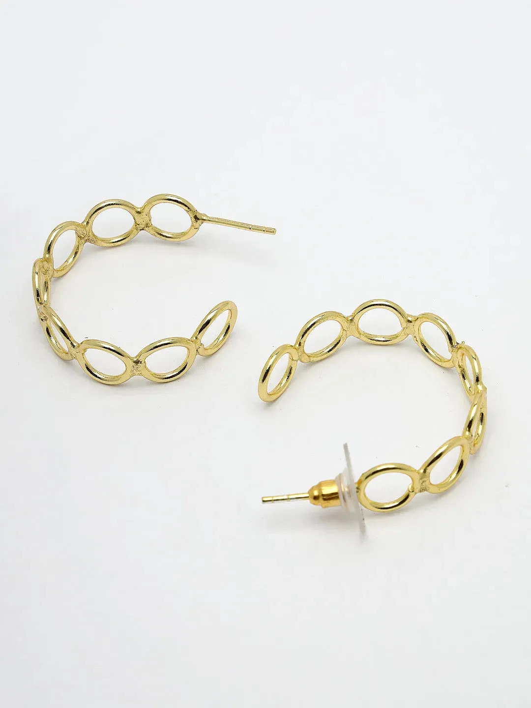 Gold-plated Contemporary Half Hoop Earrings