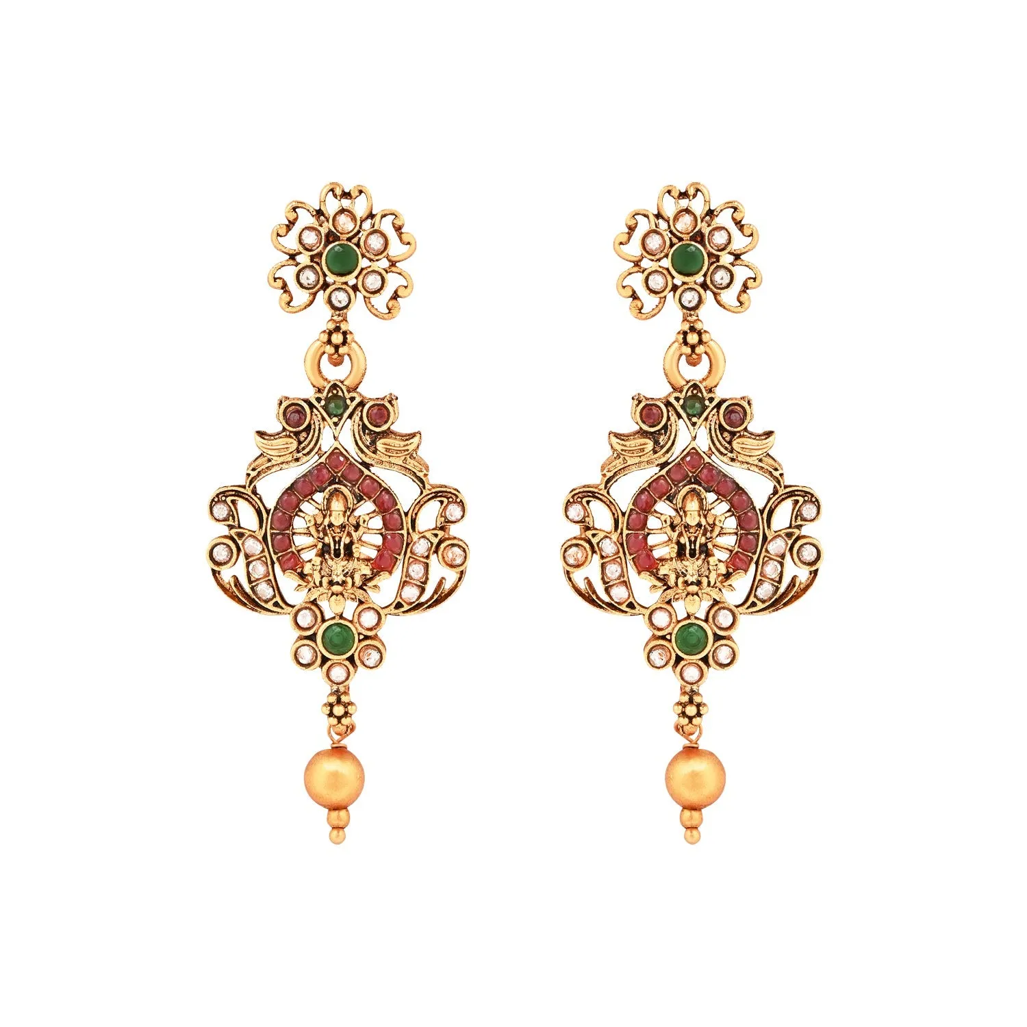 Gold Plated Traditional Temple Choker Necklace Jewellery With Earrings Set for Women/Girls