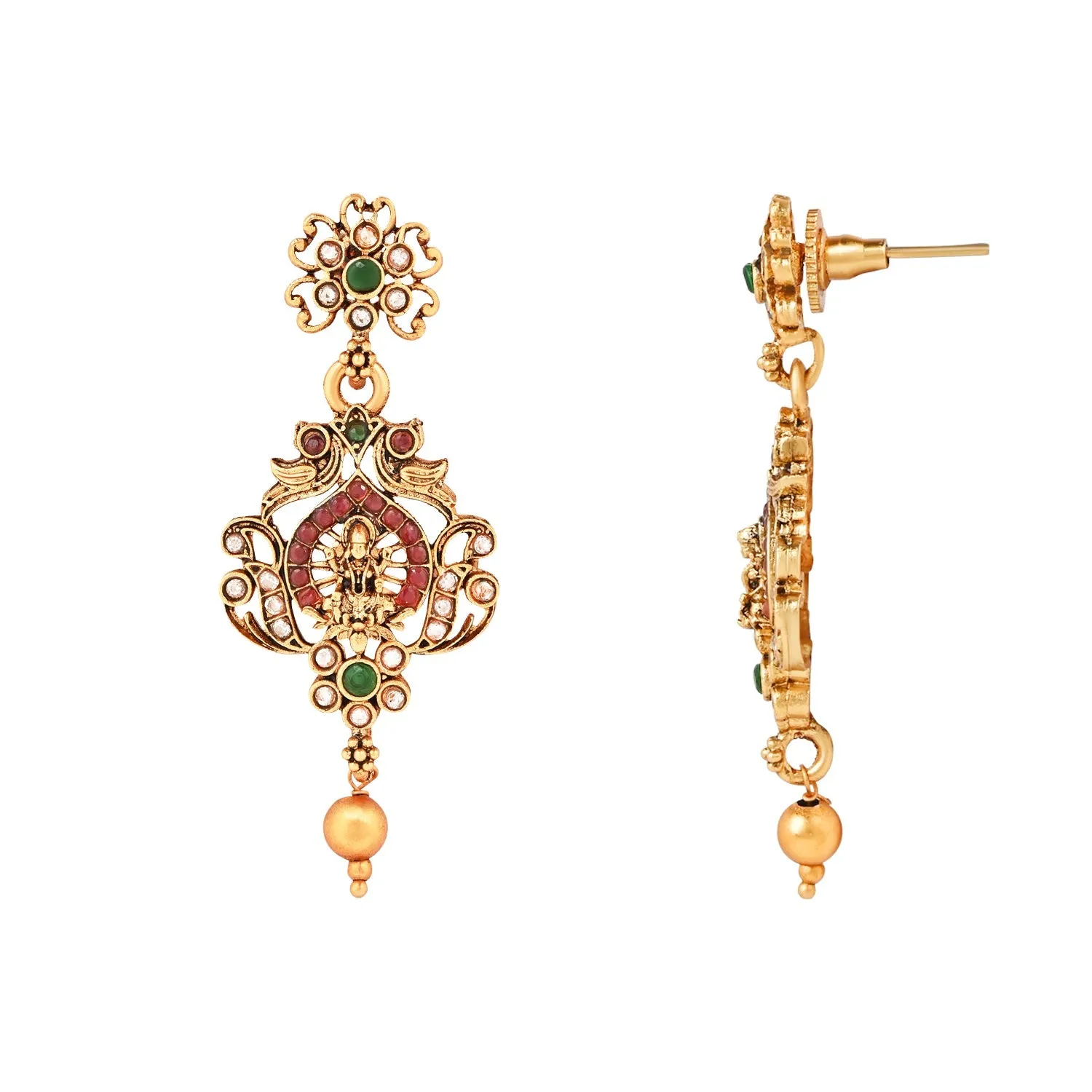 Gold Plated Traditional Temple Choker Necklace Jewellery With Earrings Set for Women/Girls